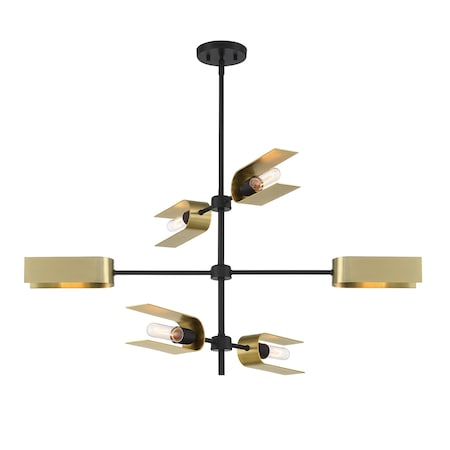 Designers Fountain U Turn 60 Watt 6 Light Matte Black Pendant with Gold Metal Shade D263M-IS-MB